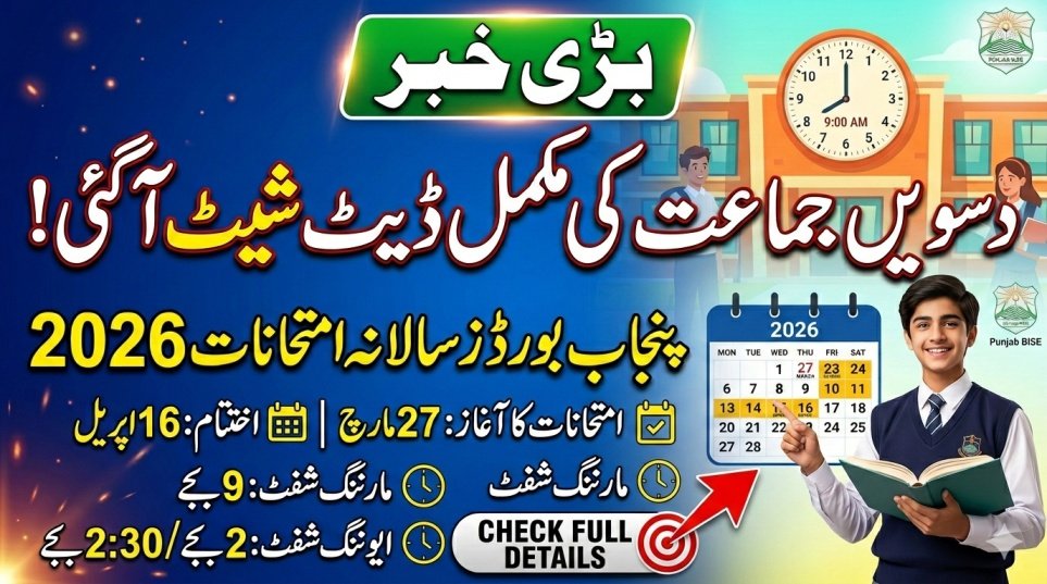 Date Sheet for Class 10 Exams in Punjab